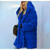 Mink Fleece Coat Solid Color Loose Plush Long-sleeved Hooded Long Imitation Leather Ladies Autumn and Winter Warm Coat