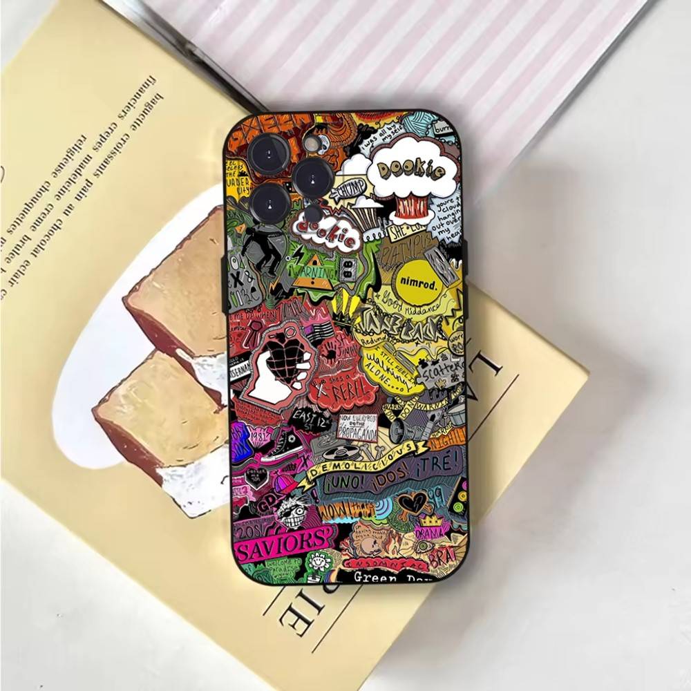 G-Green Day Phone Case For iPhone 6,17,16,15,14,13,12,11 Plus,Pro Max,XS,X,XR,SE,Mini,8,7,Soft Silicone Black Cover