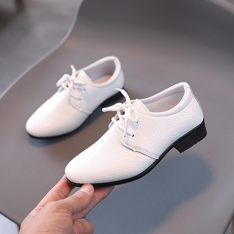 Scarpe in Pelle da Ragazzo Primavera e Autunno Nuove Stile Britannico Stringate Scarpe Singole per Bambini Scarpe Nere da Performance per Bambini e Studenti