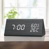 Digital Clock Wooden Electronic LED Time Display Temperature and Humidity Detect Clock for Bedroom