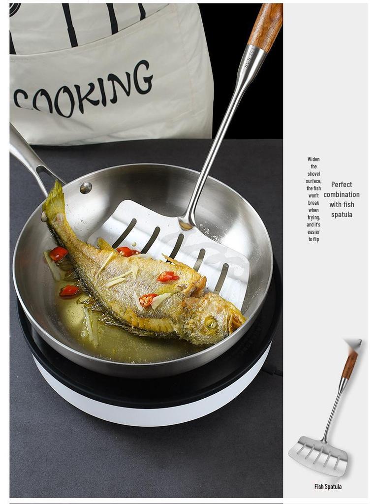 Manulife 304 Stainless Steel Flat-Bottom Wok for Induction & Gas Stoves