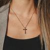 [SERASAR] Rose Gold Stainless Steel Necklace with 18-Carat Real Gold Cross - Valentine's Day Gift