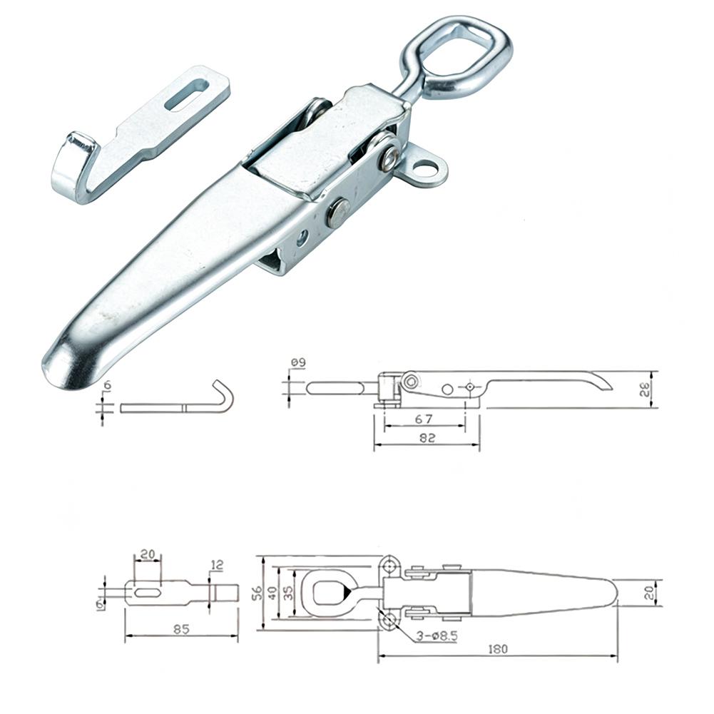 Industrial Grade Iron Spring Safety Latch Compatible with Truck Trailer Container Panels and Heavy-Duty Enclosures