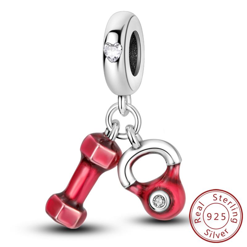 Red Series Charms Beads Pendan Copper Suitcase Red Wine High Heels Cherry Charm Fit Original Bracelet Woman Jewelry