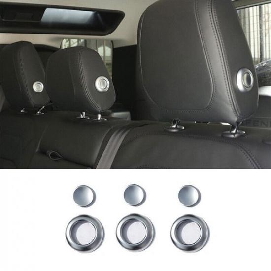 Seat Headrest Button Ring Cover Trim 6pc For Defender 110 - Matte Silver