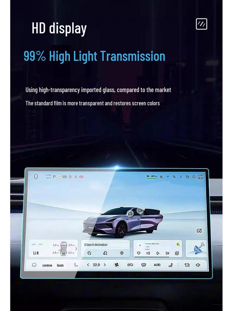 Deep Blue L06 Center Console Tempered Film: Compatible with 26 Navigation Display Models.