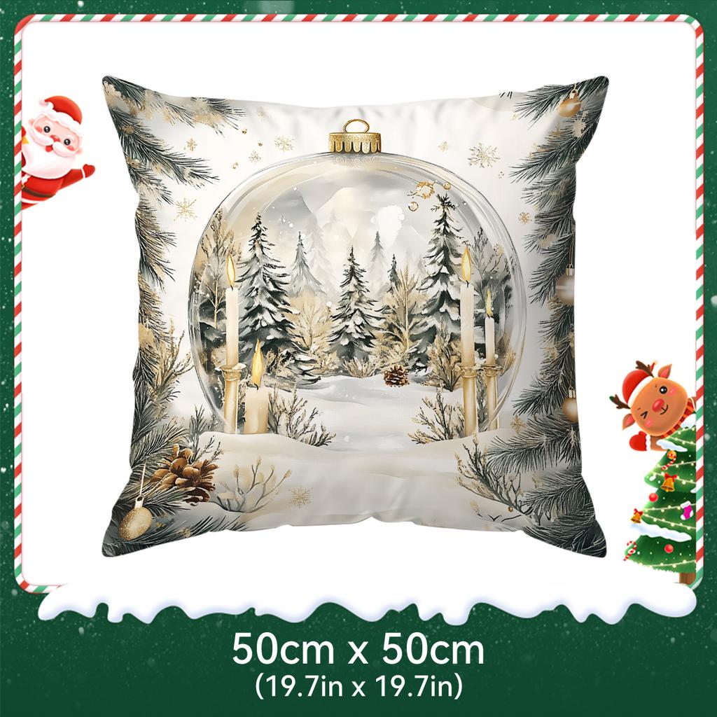 Retro Christmas Style Pillowcase Printed Polyester 40/45/50Cm Throw Pillowcover Decorative Sofa Cushion Pillowslip Home Decor