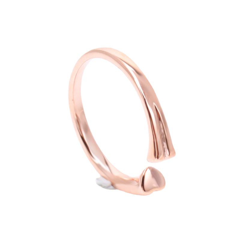 Rose Gold Open Heart Ring - European & American Style Women's Fashion Ring
