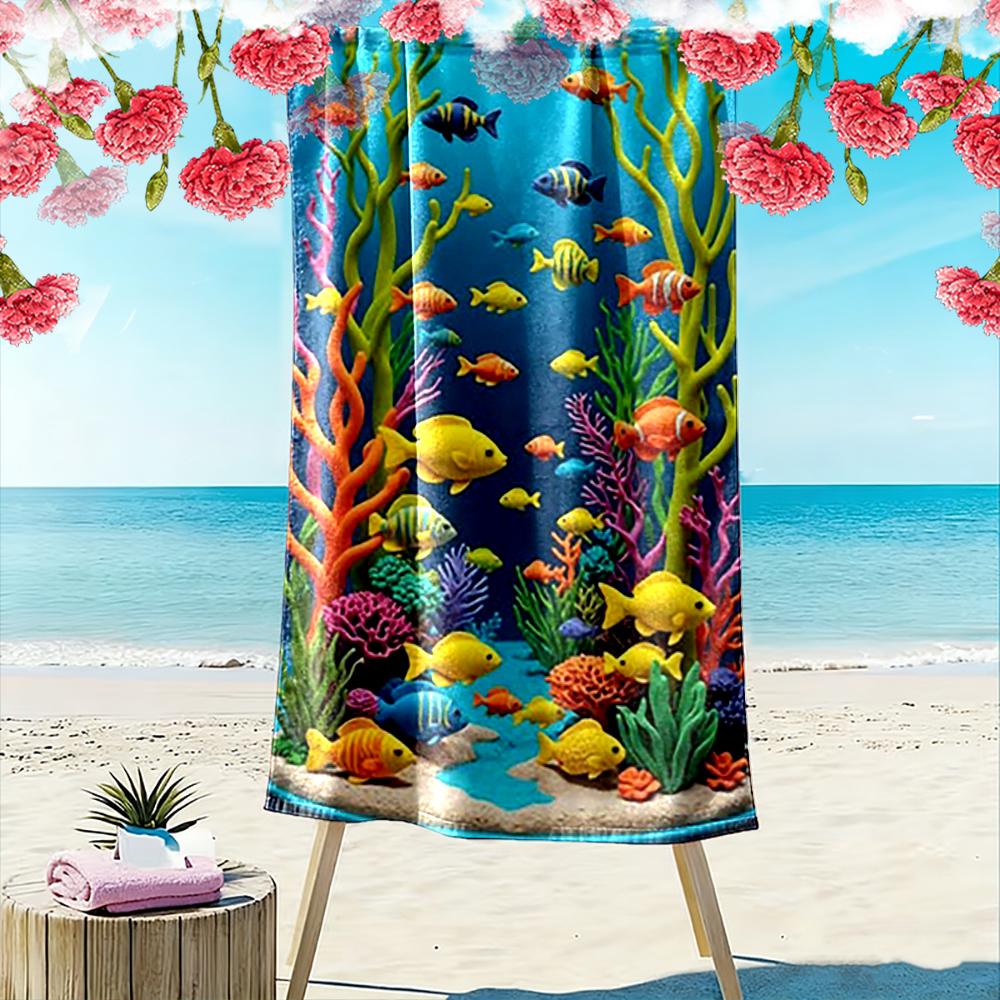 Colorful Underwater Coral Reef Design Beach towel quick-drying for travel outdoor sports jogging beach and swimming