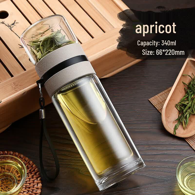 Portable Double-Layer Glass Tea Infuser Cup
