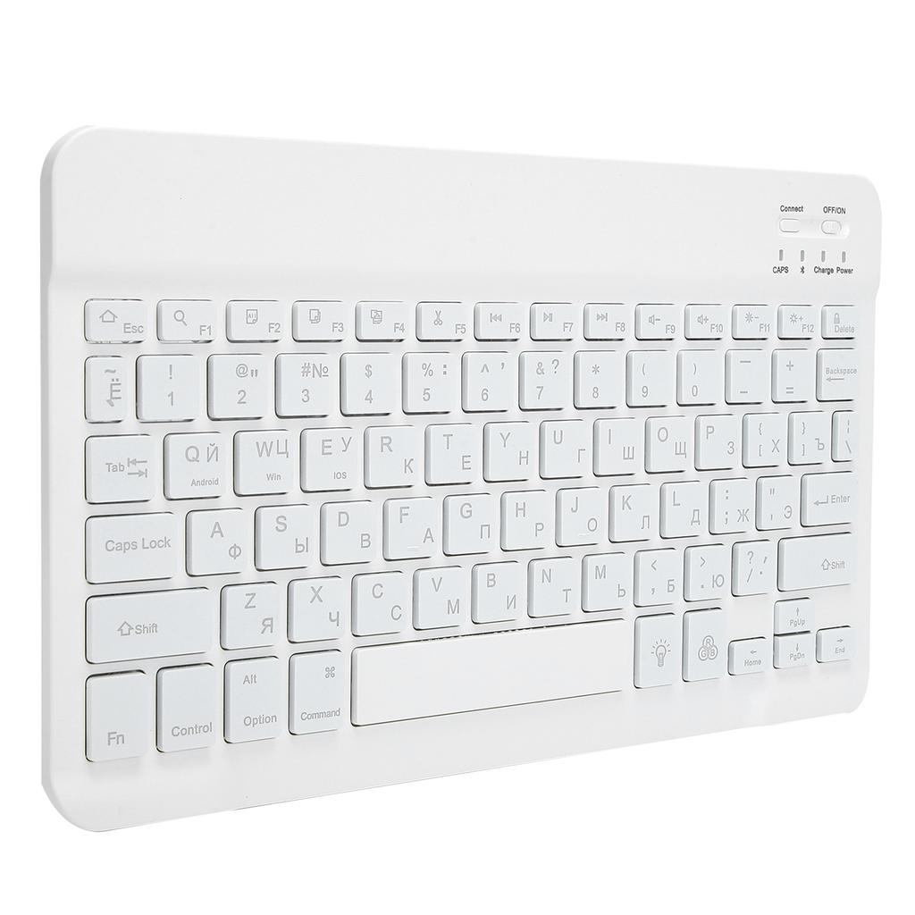 Wireless Bluetooth Keyboard 10in with RGB Backlight Square Keycap for Phone TabletWhite Russian