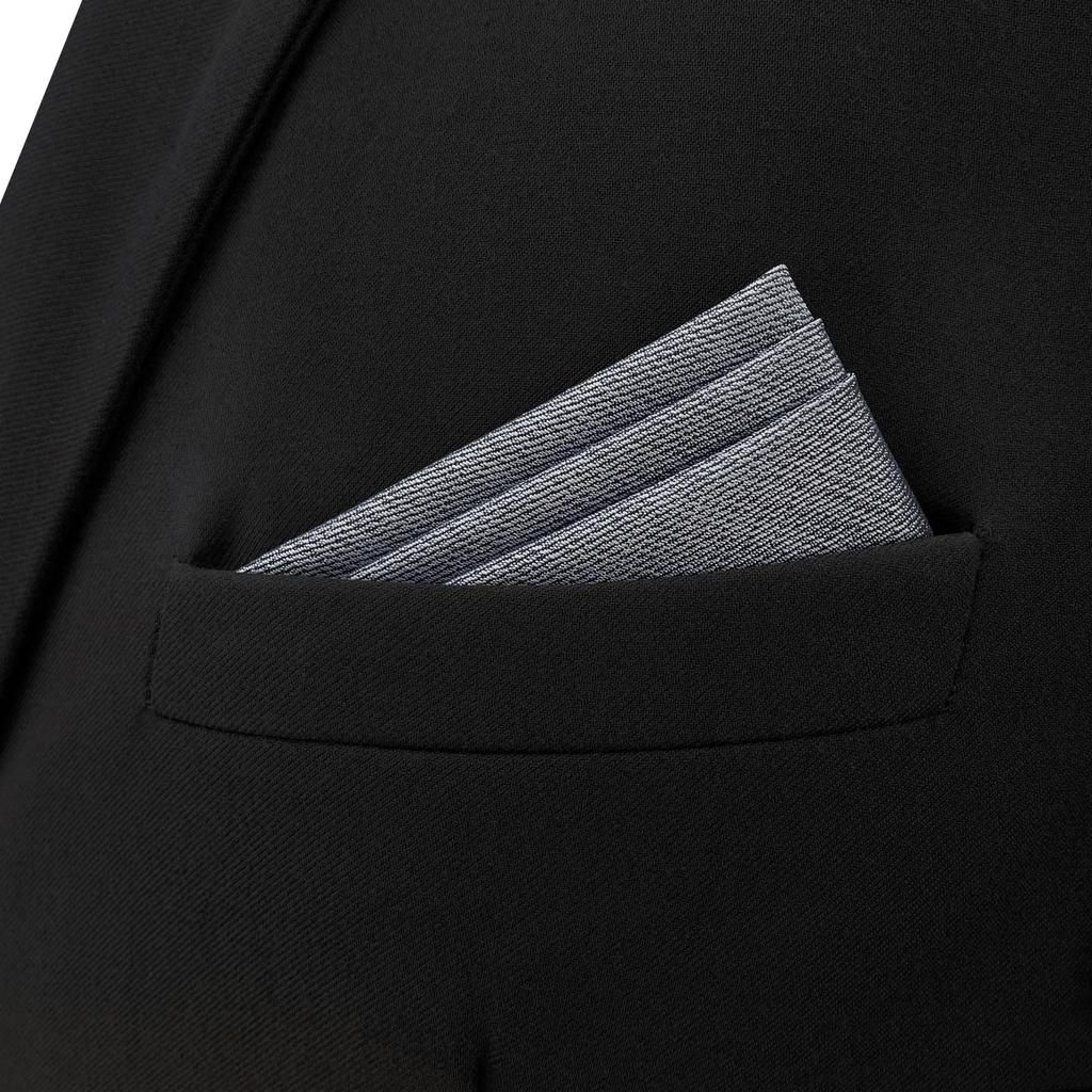 SHLAX&WING Men's Plain Gray Silk Tie for Business Suits, 12.6 Inches X 12.6 Inches. Matching Pocket Square Only.