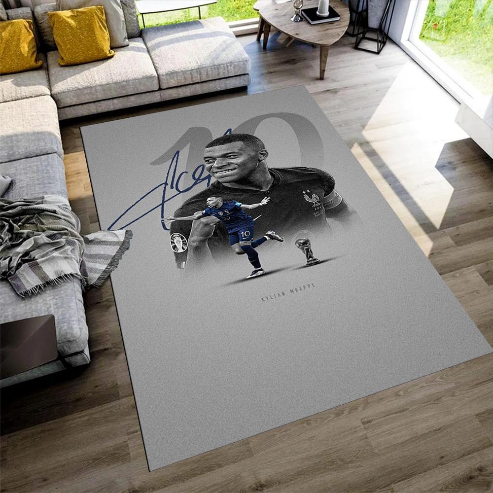 Star Player Kylian Mbappé Floor Mat Design for Living Rooms Bedrooms Decorate Room Balcony Anti-slip Rug Office Home Decor