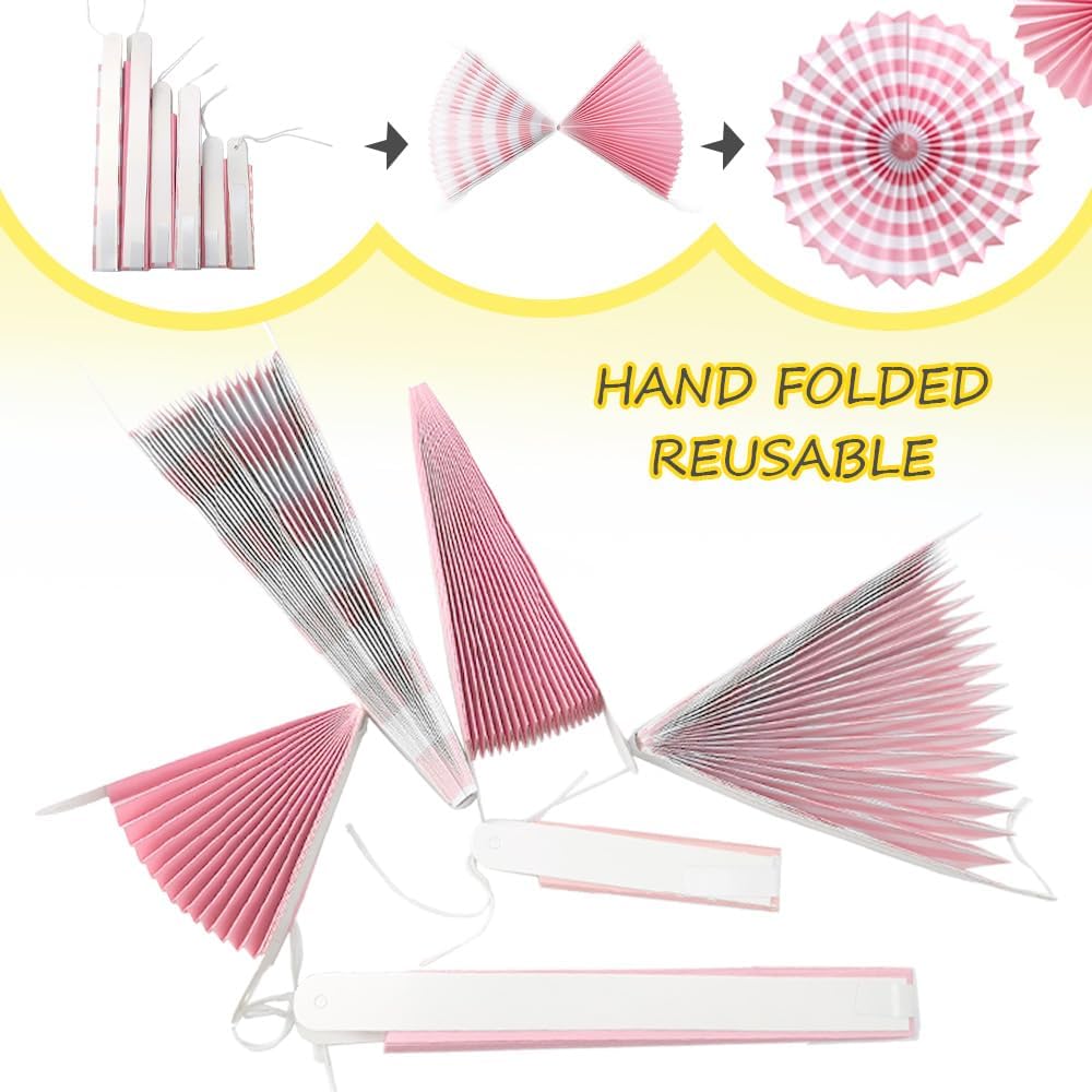 Ruidee 6 PCS Paper Fan Decorations Hanging Paper Fans Decorations with Colorful Paper Fans Rainbow Hanging Paper Fan for Party Decorations Festival