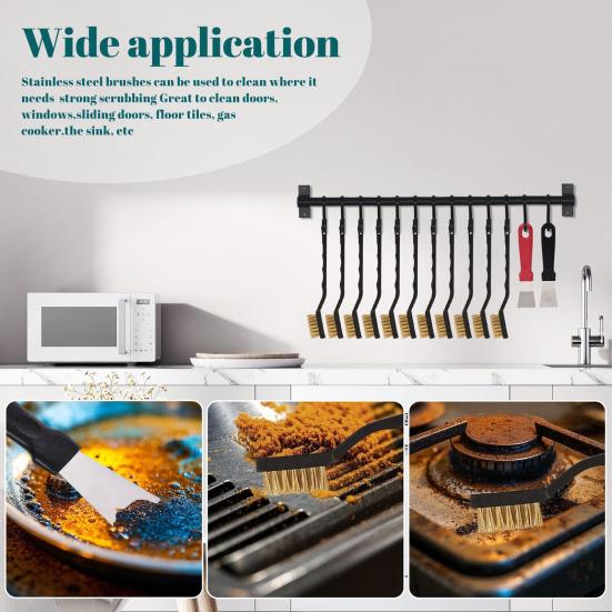 22Pcs/Set Wire Brush Ergonomic Handle Stainless Steel Bristle Brush Rust Removal Cleaning Metal Parts Cleaning Tool