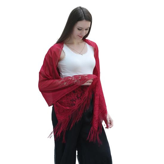 Crochet Flower Pattern Embroidery Lace Tassel Dinner Shawl Bride Bridesmaid Cheongsam Dress Shawl Female Accessories