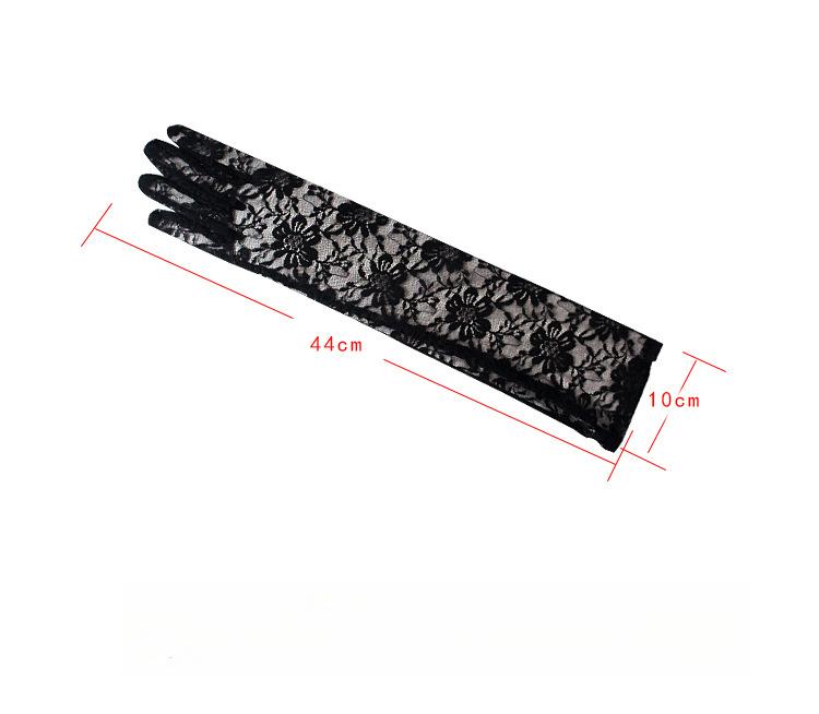 Women Floral Lace Long Gloves Black White Red Sexy Elbow Length Mittens Party Evening Gloves Accessories