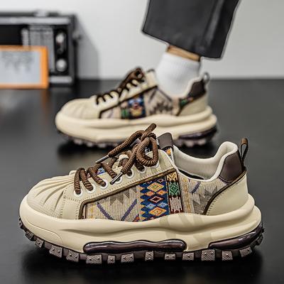 Sneakers Casual Mens Designer Dissolved Sole Board Shoes Fashion Leather Fabric Breathable Height Increased Platform Sport Shoes