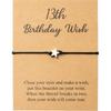 WATINC 13th Birthday Wish Bracelet, Adjustable Star Cord Bracelets with Make A Wish Cards, Friendship Simple Handmade Jewelry Birthday Gift for