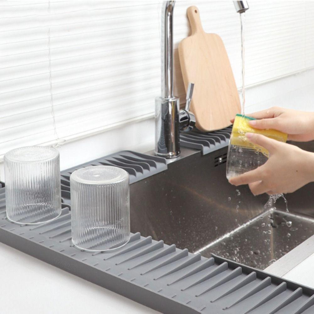 Silicone Sink Drain Pad Foldable Sink Draining Mat Multipurpose Water Retaining Pad Kitchen