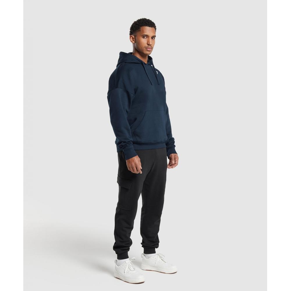 Gymshark Crest Oversized Hoodie Navy A5a8o Ub9p