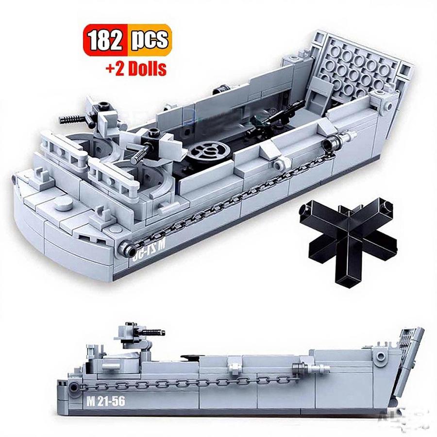 182 Buc 0855 WW2 Ambarcațiune Militară de Debarcare Navă de Război Blocuri de Construcție Set Cărămizi Barcă Marină Modele Soldați Cărămizi DIY Jucării Copii