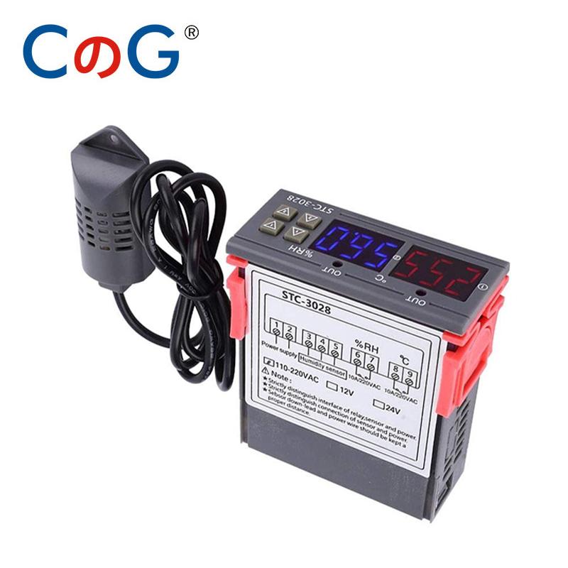 STC-3028 Dual Digital Temperature Humidity Controller 12V 24V 220V Thermoregulator Thermostat for Heating Cooling In Incubator