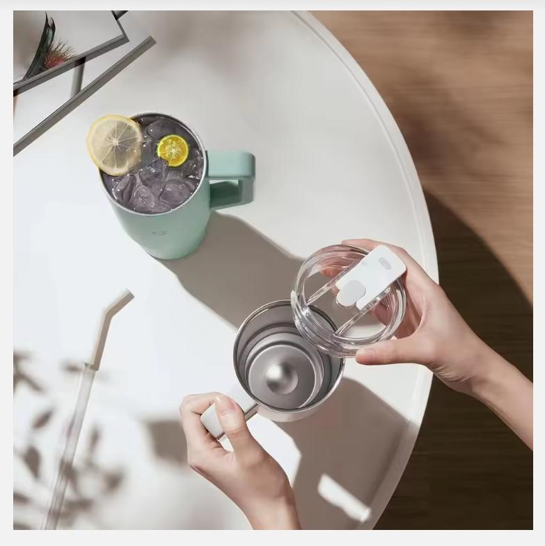 New Xiaomi Mijia Straw Cup 316L Stainless Steel Thermos Cup 1L Handle Large Capacity Portable Sports Kettle Car Travel Cup