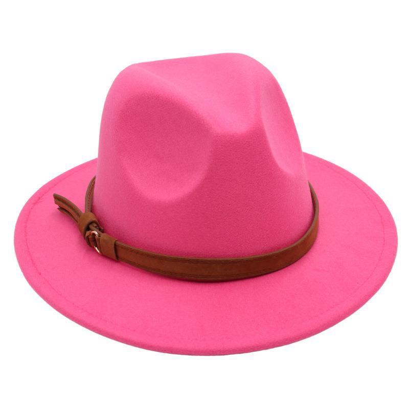 Gentleman'S Top Hat Vintage Jazz Hat Men'S And Women'S Elegant Felt Hat Belt Buckle Tweed Hat Light Luxury