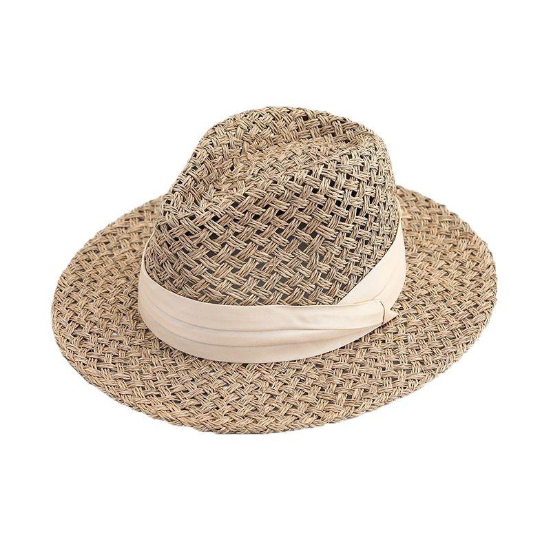 Straw Hat French Retro Salted Seaweed Woven Cone Top Top Top Top Hat Men's and Women's Summer Sunshade Vacation Beach Jazz Hat
