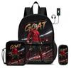 Learn, Travel Football Sport Rucksack Ronaldo 3 Pcs Set Kids Backpack Shoulder Bag, Pencil Bag, Football Star Knapsack