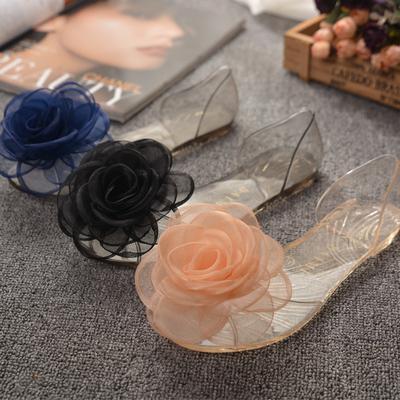 Women Sandals Summer Beach Jelly Shoes Flower Flat Sandals Crystal Women Shoes Summer Transparent Shoes New Ladies Shoes GHN78
