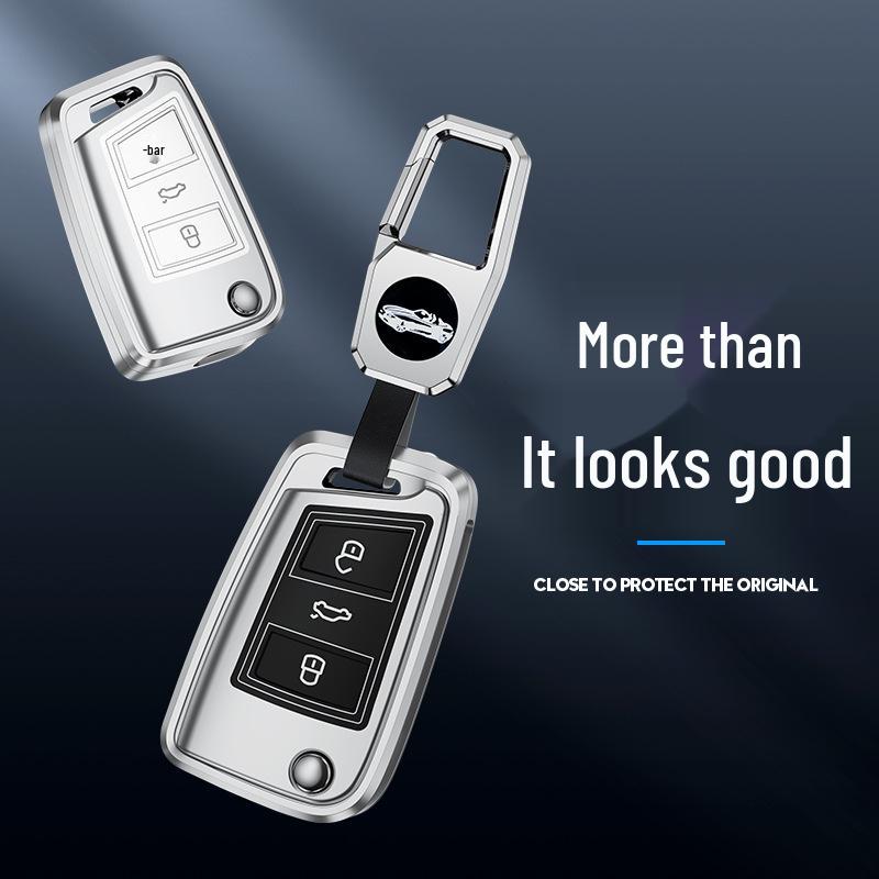 Volkswagen Car Key Case for Lavida, Bora, Tiguan, Santana, Sagitar, Polo, Jetta - Aluminum Alloy Cover