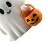 Halloween Ghost Pumpkin Statue, 3D Printed Glow In the Dark Figurine, Cute Mini Trick or Treat Candy Bucket Ornament for Desktop