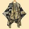 Fashion Ladies Jacquard Split Warm Shawl Cape AS Classic Animal Pattern Walk Show Shawl