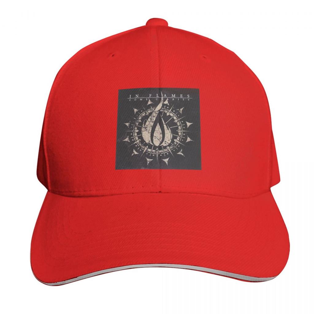 In Flames Rocková kapela Červená Šestihranná Hvězda Čepice Módní Ležérní Baseballové čepice Nastavitelná Čepice Hip Hop Letní Unisex Baseballové čepice