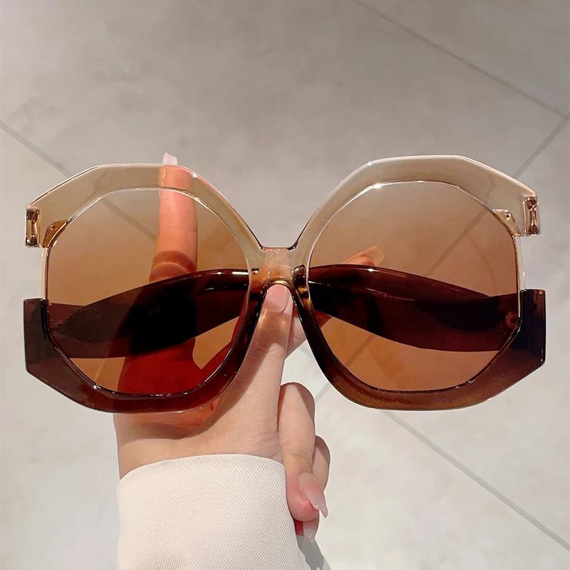 KAMMPT Oversized Round Sunglasses Women Vintage Multi Color Sun Glasses Fashion Brand Design UV Protection Outdoor Vacation