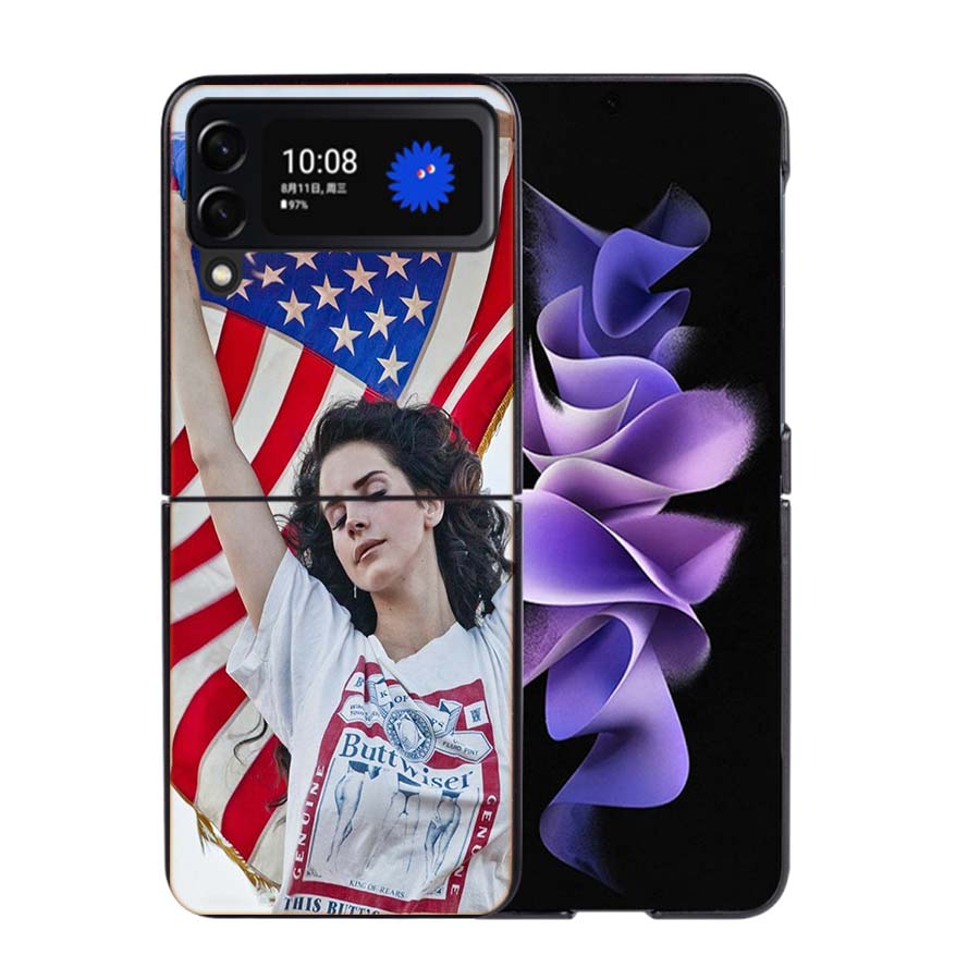Singer Lana D-Del Rey Phone Case For Samsung Z Flip 7 6 5G Galaxy Z Flip4 Z Flip5 Z Flip3 Coque Black Hard PC Shell Protective C