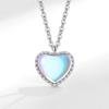 Ladies Elegant Gradient Color Moonstone Love Heart Pendant Necklaces
