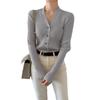 Women's Korean Style Slim-Fit V-Neck Knit Cardigan Sweater