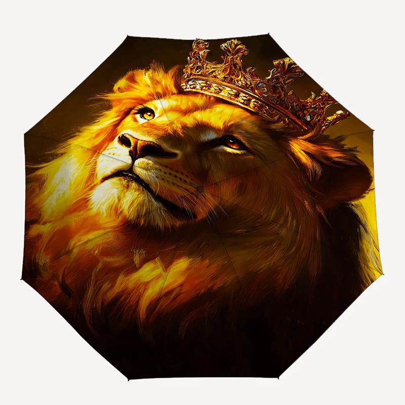 Lion King, Crowned Majesty- Automatic Umbrella, Four Seasons Portable Folding Umbrella, Suitable for Men and Women, Travel, Daily Compact Um