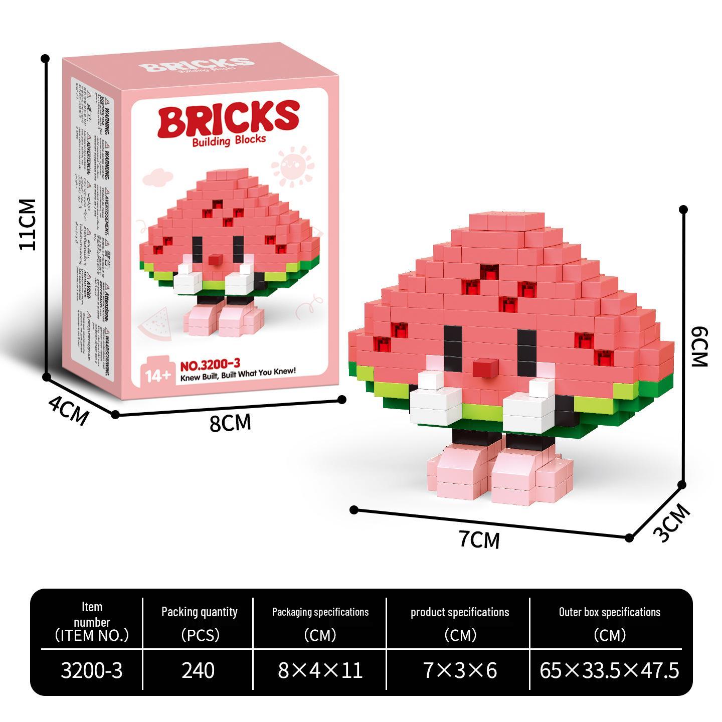 

Summer Fruit Series: Strawberry, Peach, Orange & Avocado Micro-Particle Building Blocks for Girls