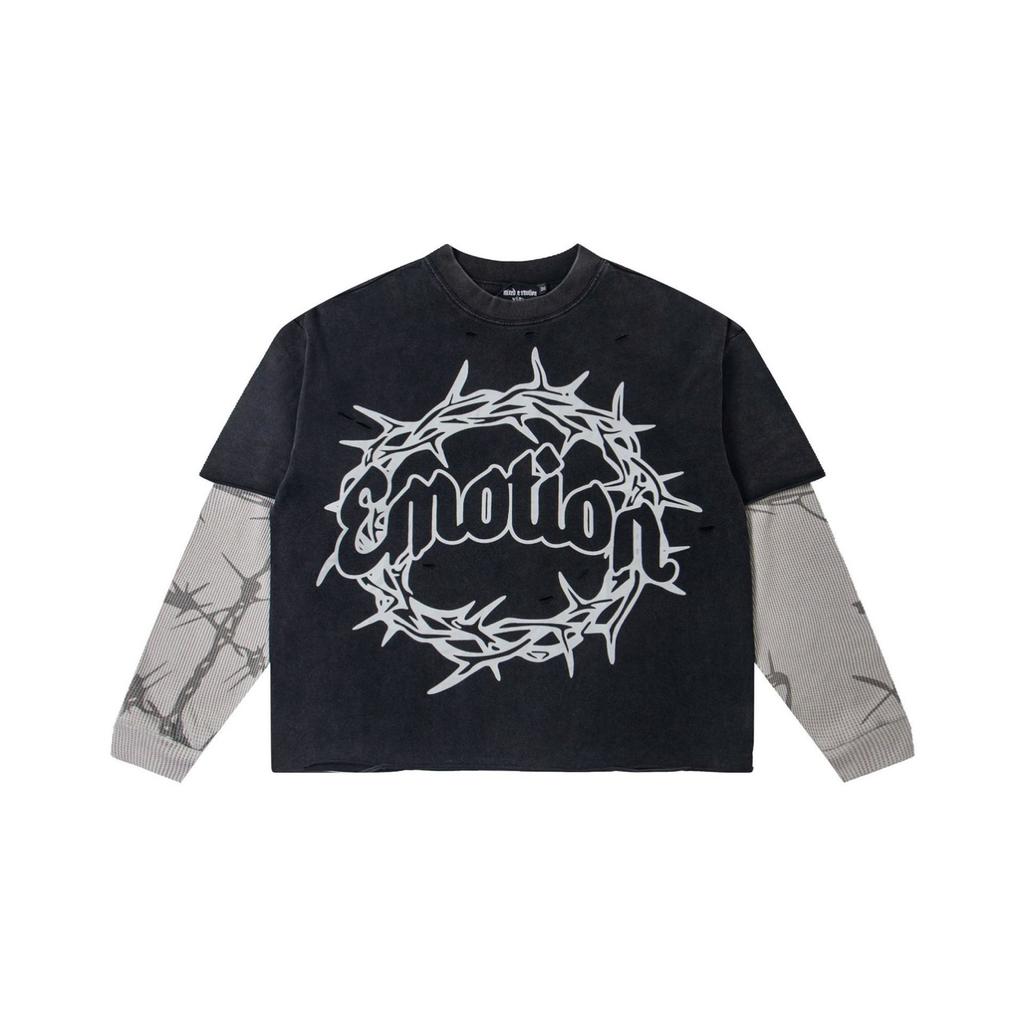 BeatStreet Tričko s dlouhým rukávem Pánské Dámské High Street Plný potisk 100% Bavlna Kulatý výstřih Hip Hop Oversized Topy