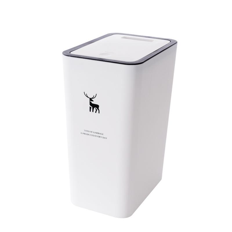 Luxurious Press-Lid Large Capacity Plastic Trash Can for Home, Kitchen, Bathroom, and Living Room