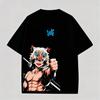 Demon Slayer Inosuke Hashibira Boar Mask Fist Print Oversized Anime Streetwear Women And Men T-Shirt