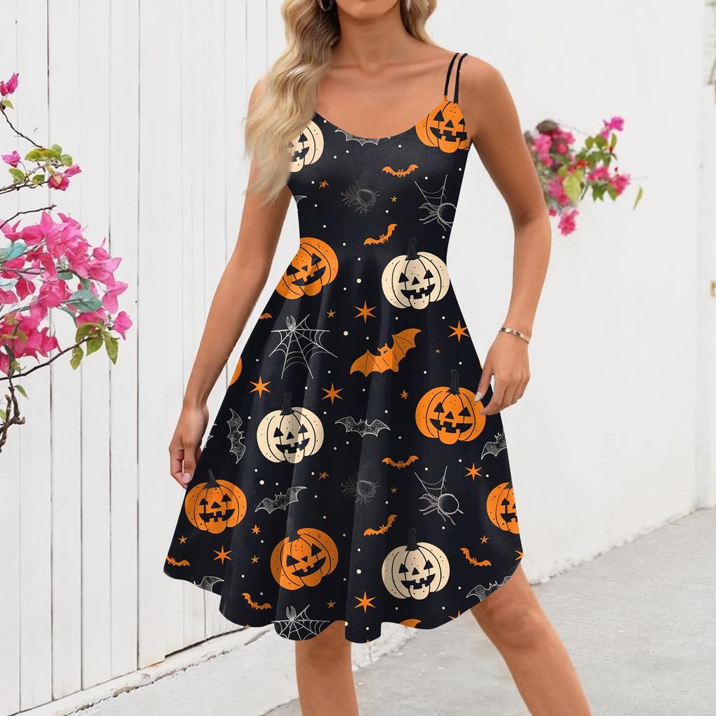 Dámské sexy šaty s potiskem Halloweenu, odhalující ramena, punkový vintage styl