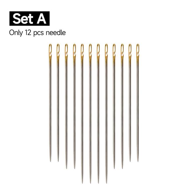 12/36 szt. Igły do szycia wielowymiarowe otwierane z boku ze stali nierdzewnej cerowanie do szycia narzędzi ręcznych do użytku domowego