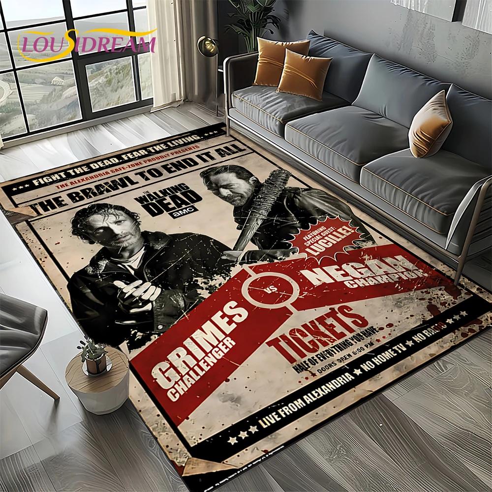 TWD Walking Dead Rick Daryl Horror TV Teppich für Wohnzimmer Schlafzimmer Haus Sofa Dekoration, Kinderteppich rutschfeste Bodenmatte