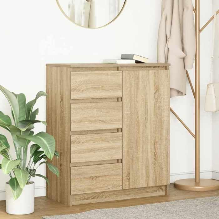 VidaXL Buffet avec tiroirs chêne sonoma 71x35x84 cm bois d'ingénierie, meuble de rangement, buffet, meuble d'entrée, meuble 861582