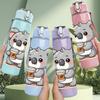 1PC Cute Koala Bear Character 750ml Color Plastic Sports Water Bottle Leakproof Flip Straw Lid Suitable for Sports Office Home Use
